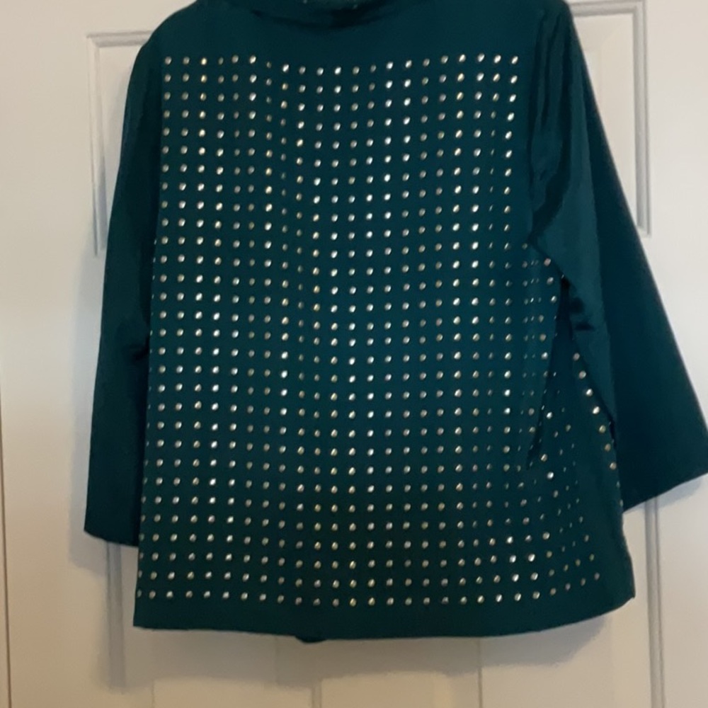Teal Studded Women's Jacket - Picture 2 of 6